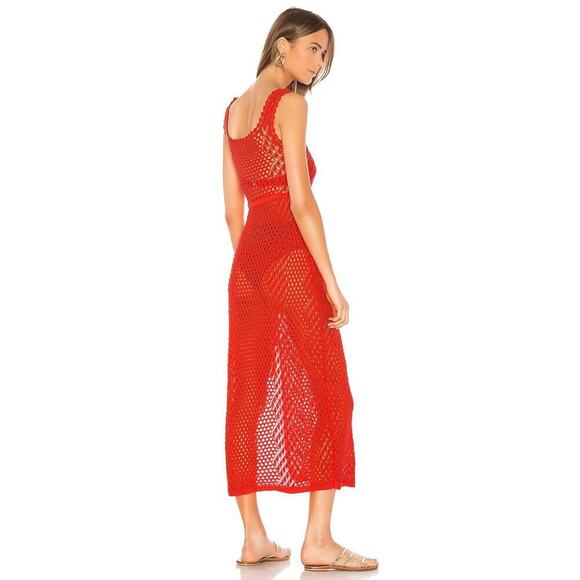 Camila Coelho Athena Crochet Dress Coral Red Size M - Picture 3 of 6